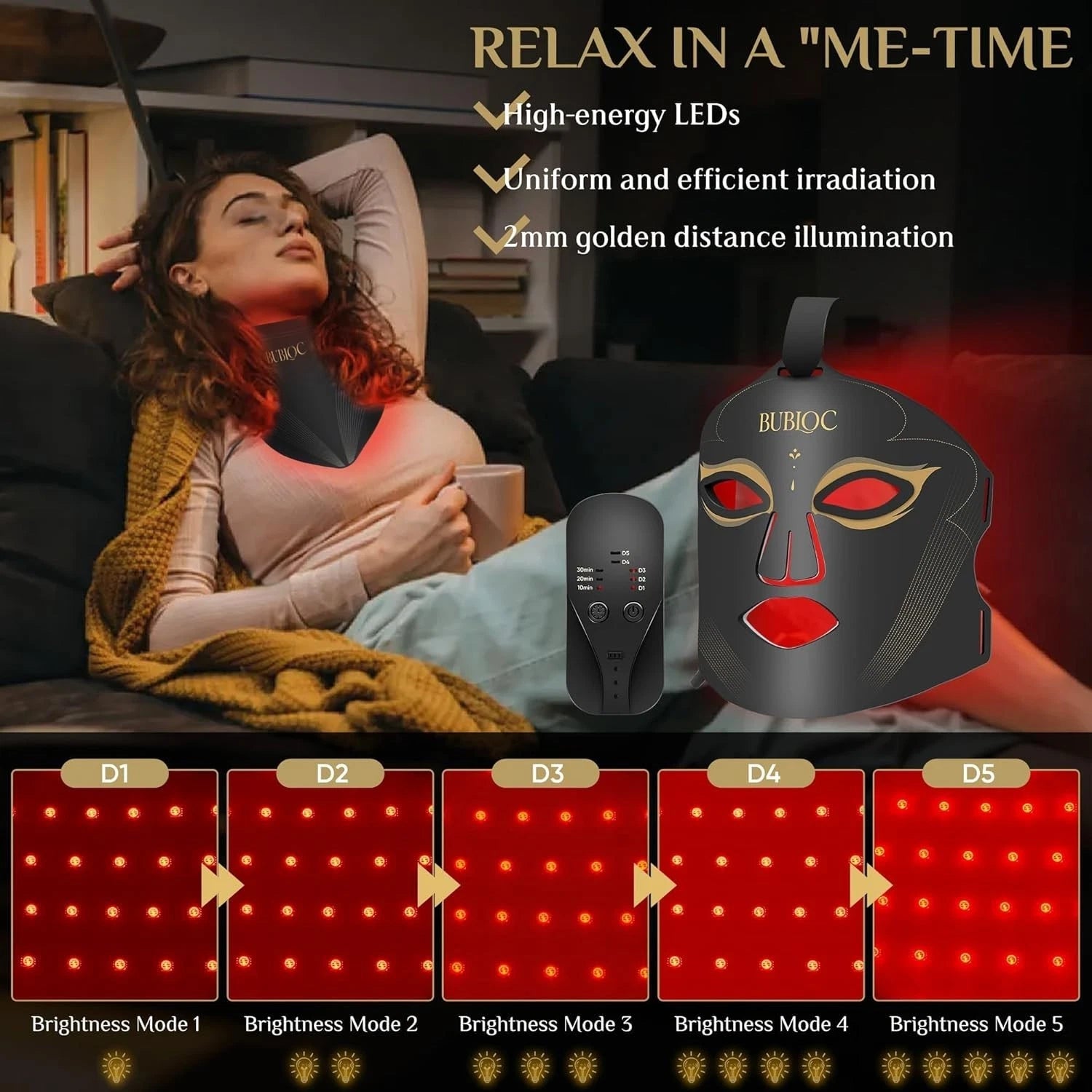 Red Light Therapy Mask Set, Led Mask Light Therapy for Face & Neck Near-Infrared