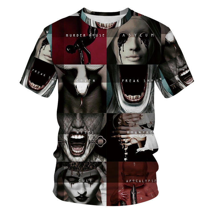 European And American New Product Halloween Digital Printing Women's Loose T-shirt Plus Size Couple Short-sleeved Shirt