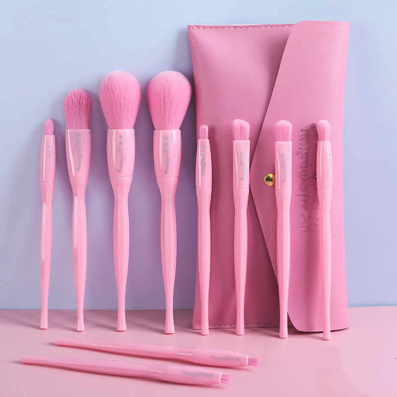 Makeup Brush Set 10 Candy Color Eyeshadow Blush Loose Powder High Gloss Repair Brush Foundation Beauty Tools Full Set