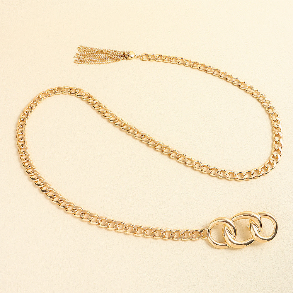 Fashion  Metal Waist Chain Embellished Fringe Belt Personality Women Jeans Skirt Accessory Belt