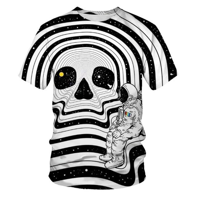 European And American New Product Halloween Digital Printing Women's Loose T-shirt Plus Size Couple Short-sleeved Shirt