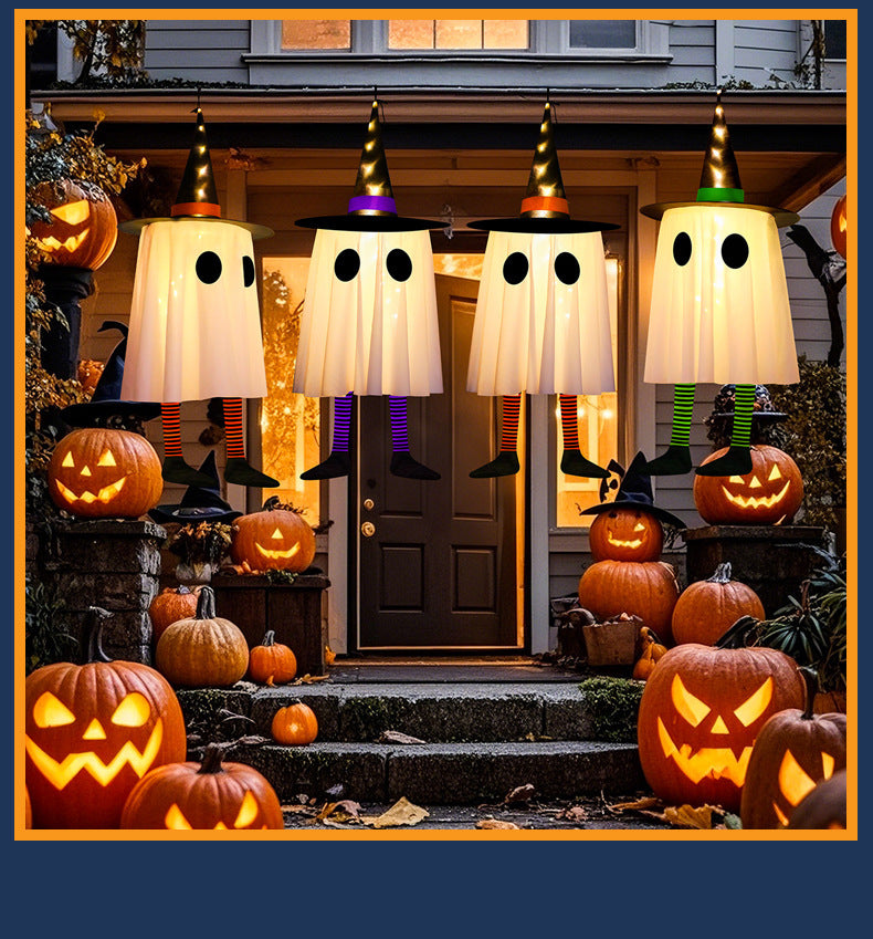 New Product Halloween Wizard Hat Ghost Hanging Ghost LED Light String Pendant, A Scary Atmosphere Indoor Decoration And Ornament