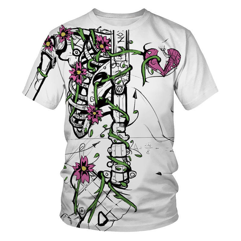 European And American New Product Halloween Digital Printing Women's Loose T-shirt Plus Size Couple Short-sleeved Shirt