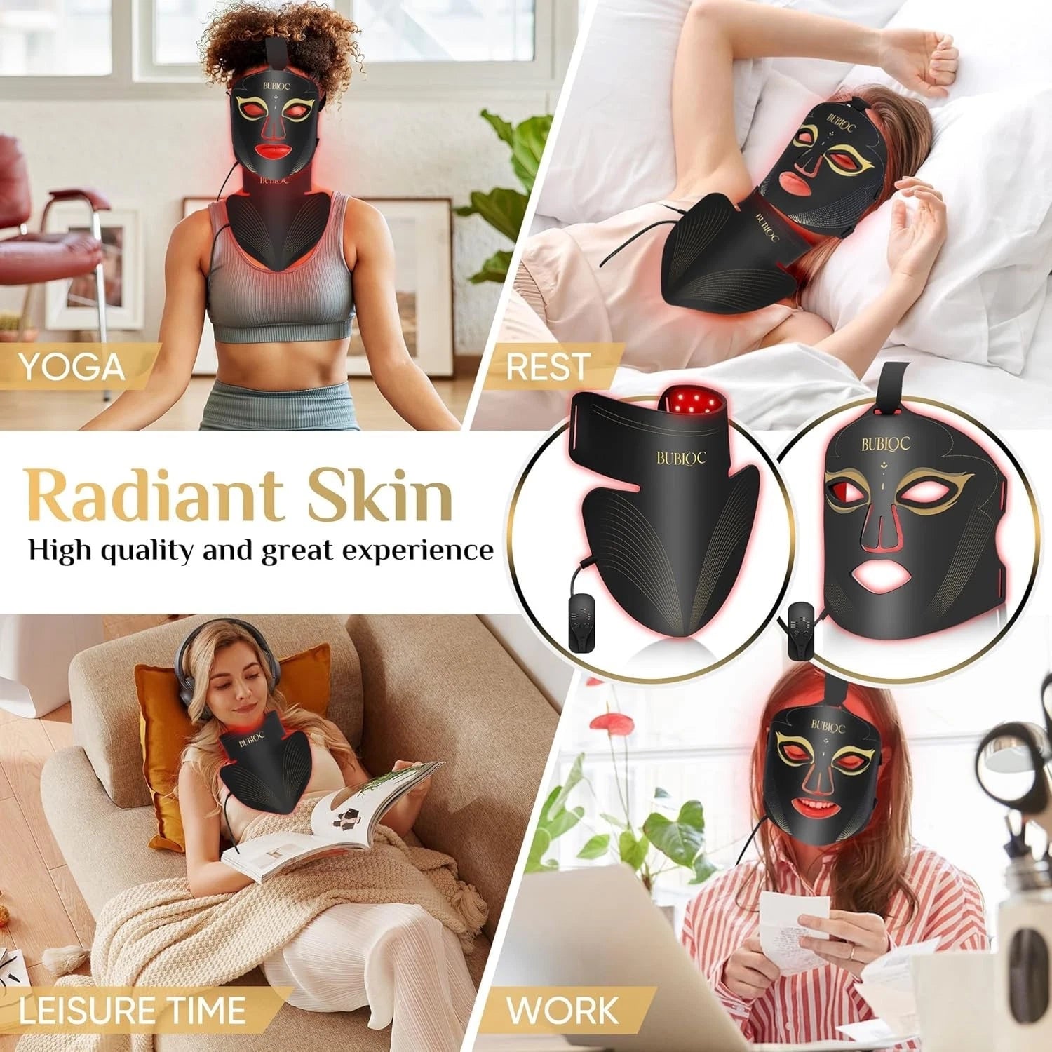 Red Light Therapy Mask Set, Led Mask Light Therapy for Face & Neck Near-Infrared